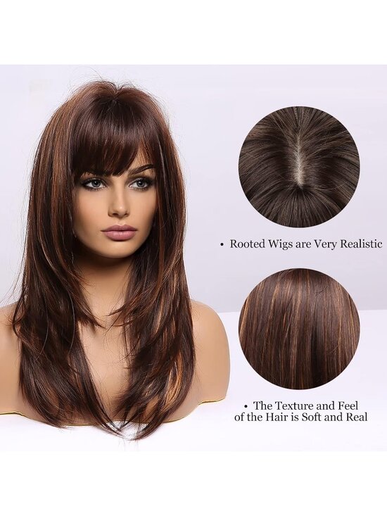 Women 01-Brown Heat Resistant Long Curly Shoulder Length Synthetic Wigs main image 3
